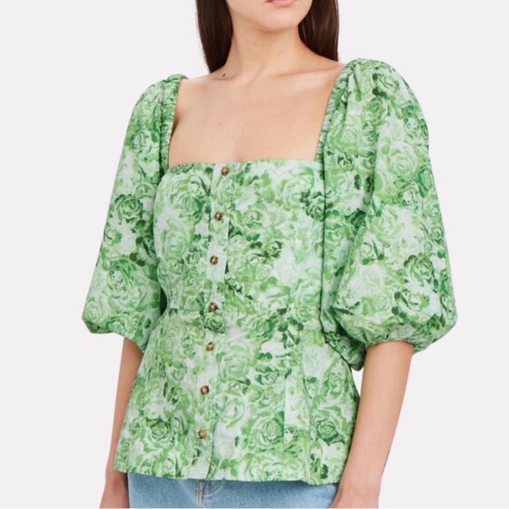 GANNI
Floral Puff Sleeve Poplin Top